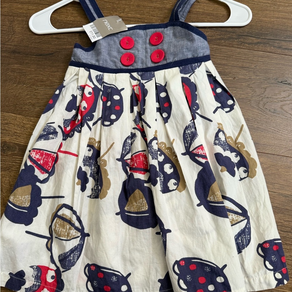 NWT next direct UK‎ British Ladybug Dress w Red Buttons 2/3